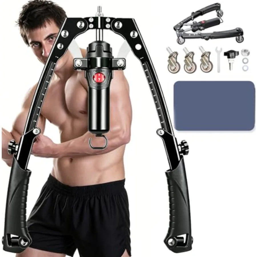 3 in 1 Twister Arm Trainer, Adjustable 22-440 lbs Hydraulic Power Chest Workout Equipment with Ab Roller Wheel,home gym.