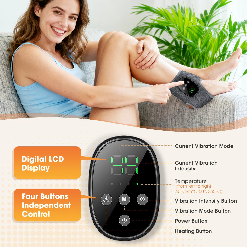 Heated Ankle Brace Massager 4 Heat Levels 4 Modes 4 Intensities Adjustable Warm Foot Brace Cordless Rechargeable Foot Relaxer