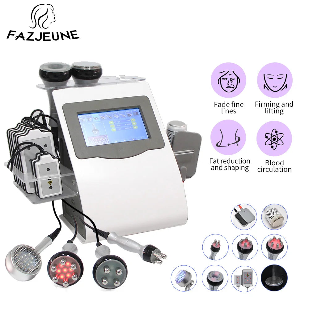 UltraSonic 80K 9 in 1 Cavitation Slimming Machine Fat Reduction Body Contouring Cellulite Removal Home Care Beauty Instrument