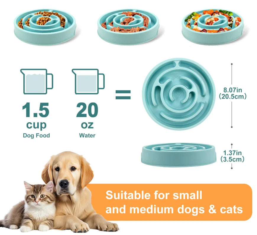 Maze Slow Feeder Dog Bowl - Non-Slip Interactive Bowl for Dogs & Cats, Prevents Bloat & Choking, Healthy Eating