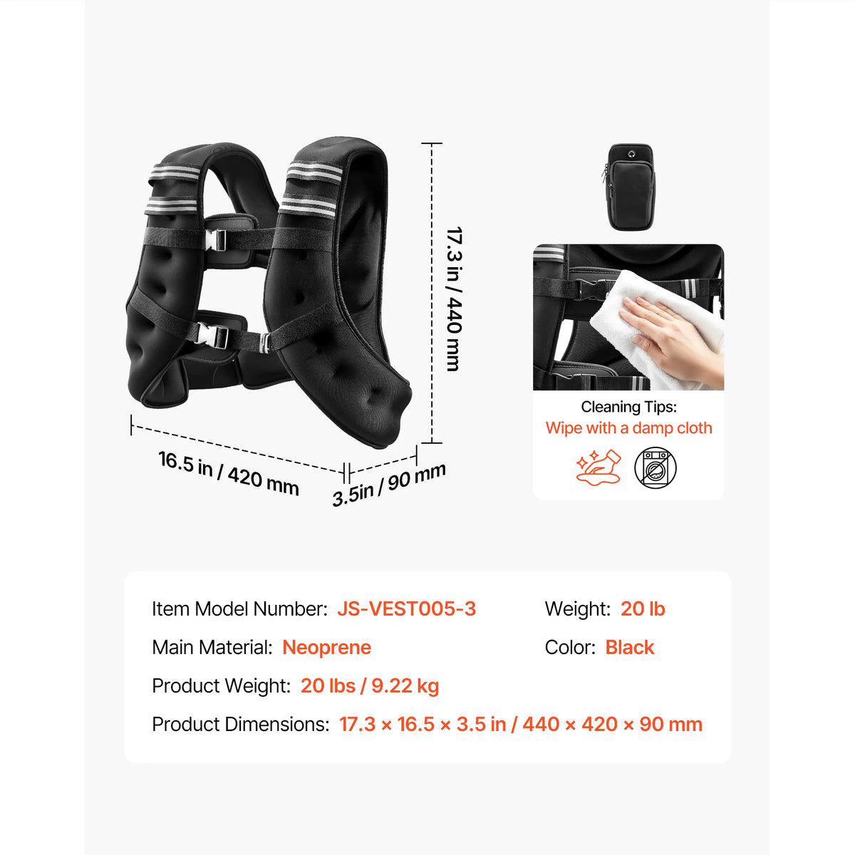 Succe Buy Buckle Weighted Vest 12/16/20/30 lbs Weight Vest with Reflective Stripe Adjustable for Men and Women for Strength Training