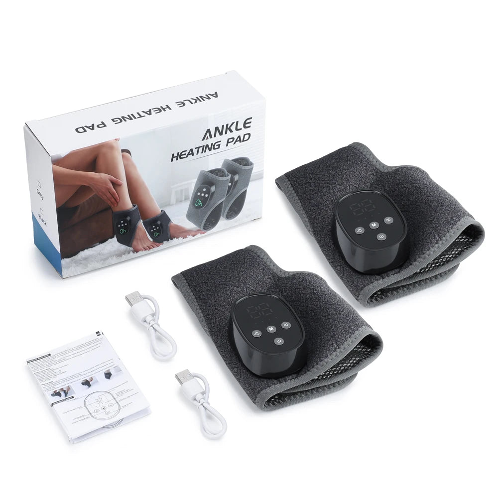 Heated Ankle Brace Massager 4 Heat Levels 4 Modes 4 Intensities Adjustable Warm Foot Brace Cordless Rechargeable Foot Relaxer