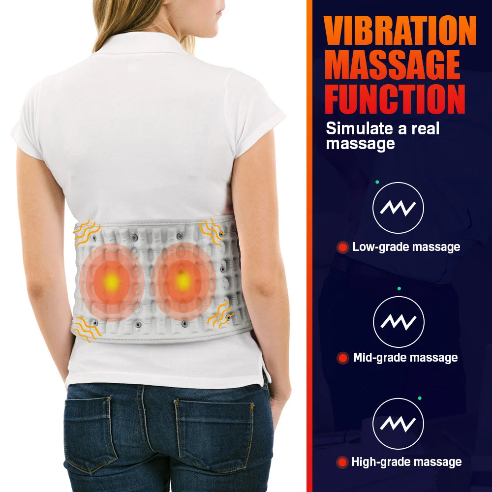 Back Heating Support Belt Airbag Heating Waist Brace Vibration Massage Back Brace Belt Abdomen Warmer Lumbar Support